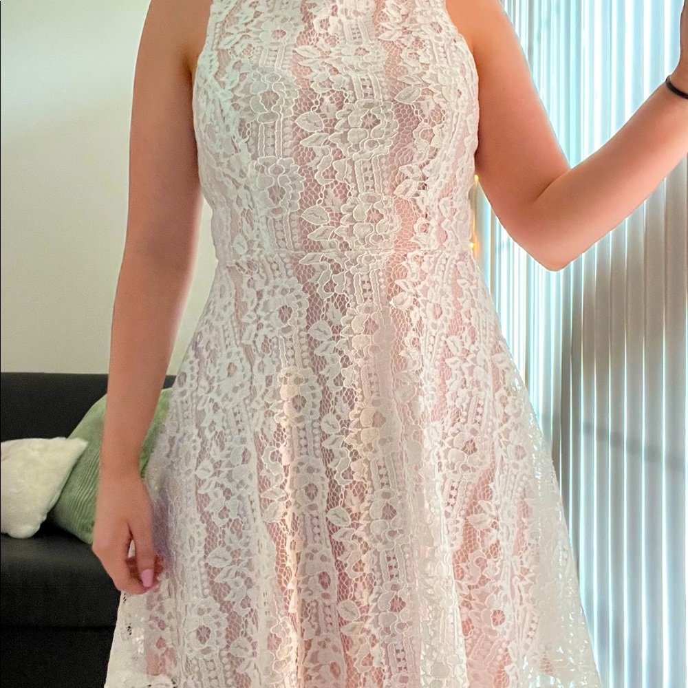 white/cream lace mini dress